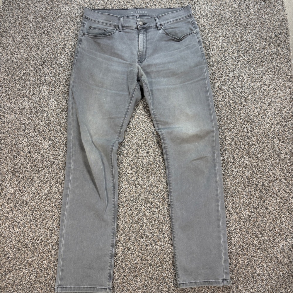 Mott & Bow Men's Slim Fit Jeans Grey Stone Wash 33x31 Stretch Denim OP-00007920